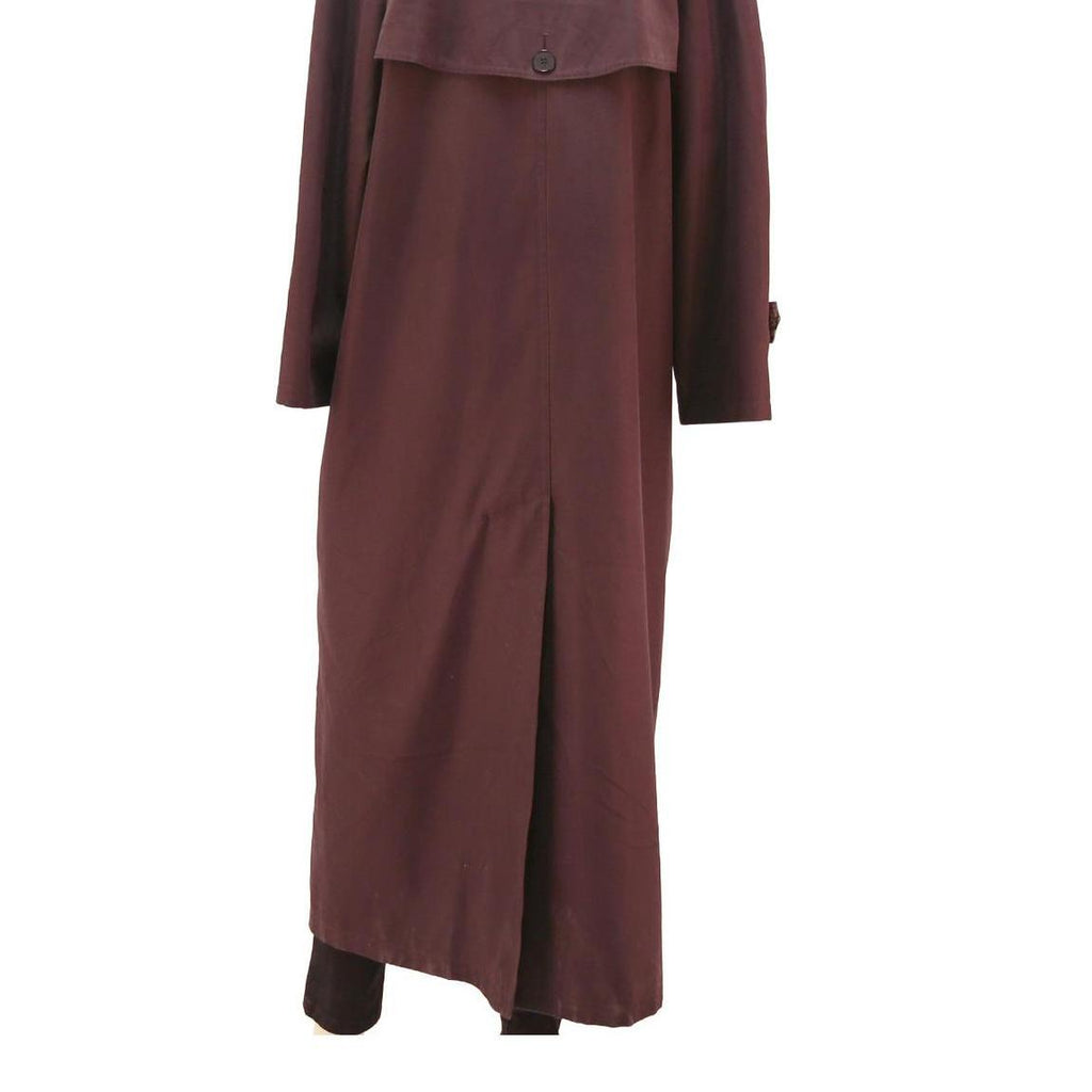 Womens Brown Cotton Blend Long Button Jacket UK 12 Double Breasted Plain Classic