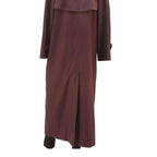 Womens Brown Cotton Blend Long Button Jacket UK 12 Double Breasted Plain Classic