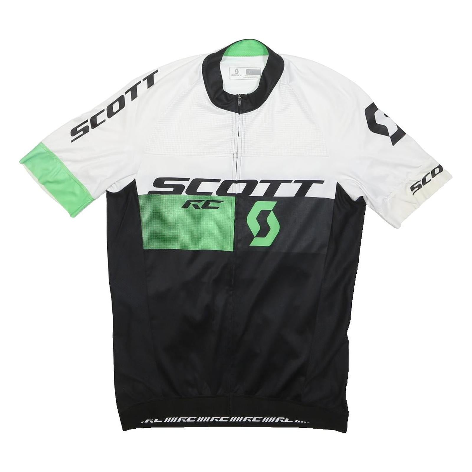SCOTT Mens White & Green Modern T-Shirt L Short Sleeve Crew Neck Cycling Jersey