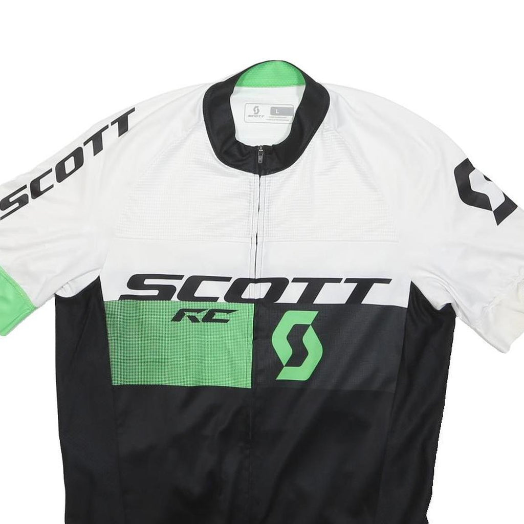 SCOTT Mens White & Green Modern T-Shirt L Short Sleeve Crew Neck Cycling Jersey