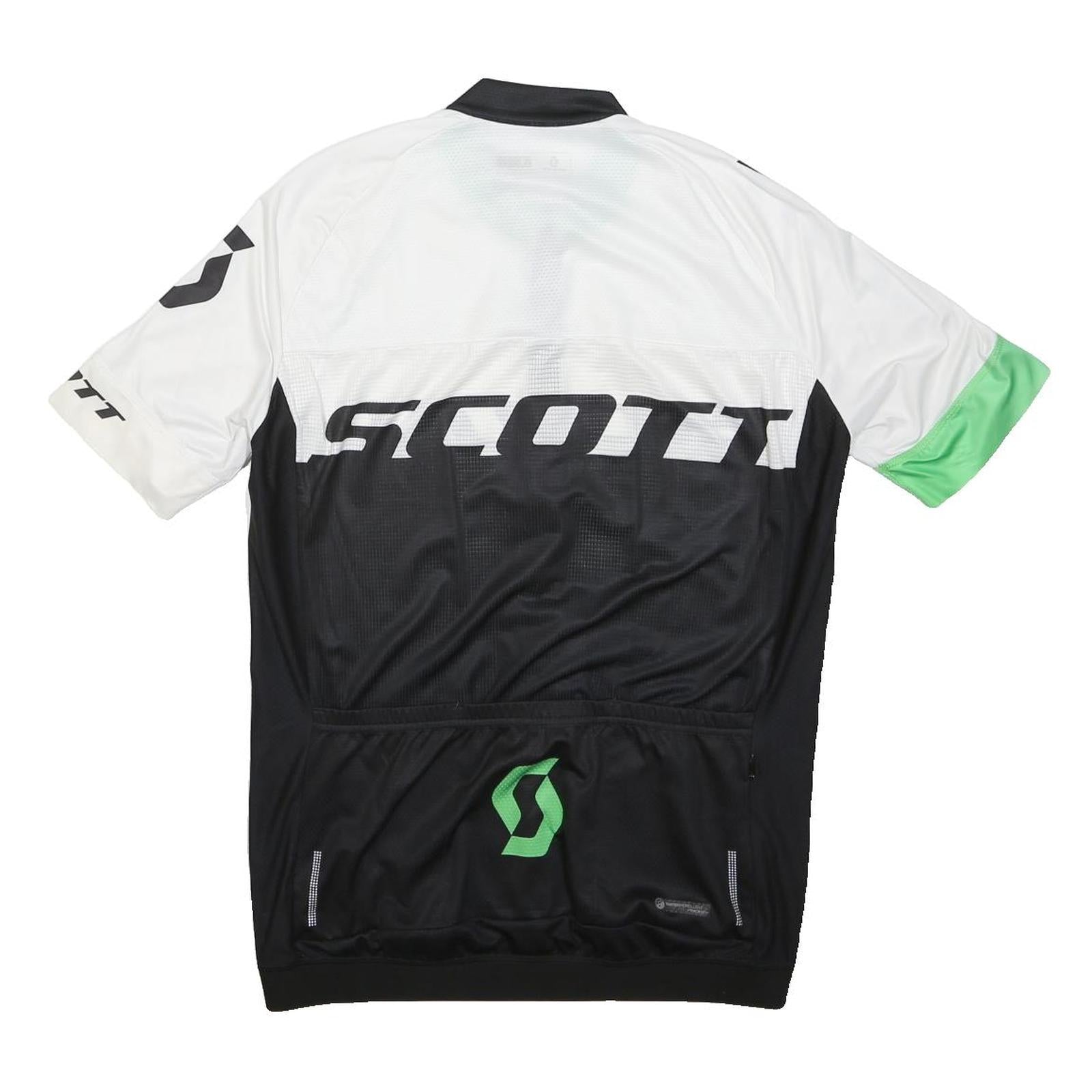 SCOTT Mens White & Green Modern T-Shirt L Short Sleeve Crew Neck Cycling Jersey