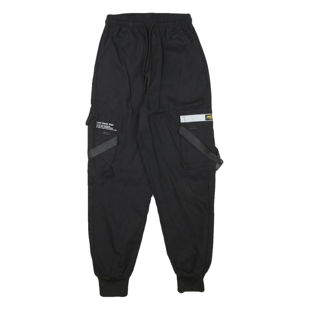 INFAS Womens Black Relaxed Cargo Trousers XXS Cotton Blend Reflective Patch