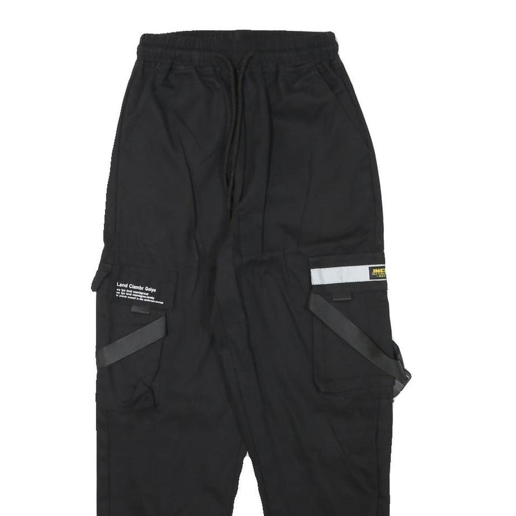 INFAS Womens Black Relaxed Cargo Trousers XXS Cotton Blend Reflective Patch