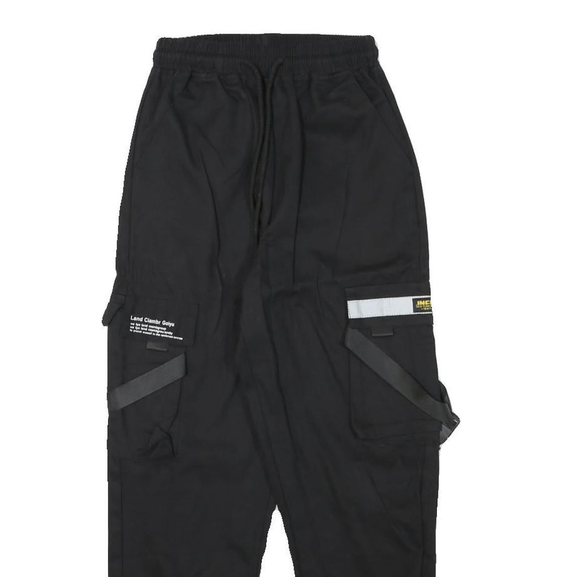 INFAS Womens Black Relaxed Cargo Trousers XXS Cotton Blend Reflective Patch