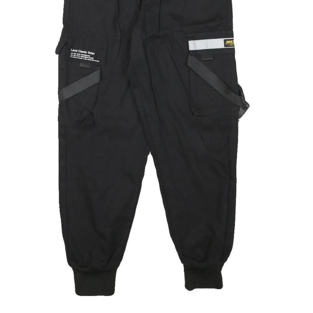 INFAS Womens Black Relaxed Cargo Trousers XXS Cotton Blend Reflective Patch