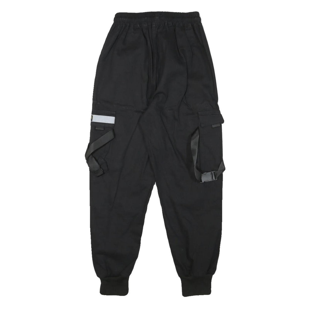 INFAS Womens Black Relaxed Cargo Trousers XXS Cotton Blend Reflective Patch