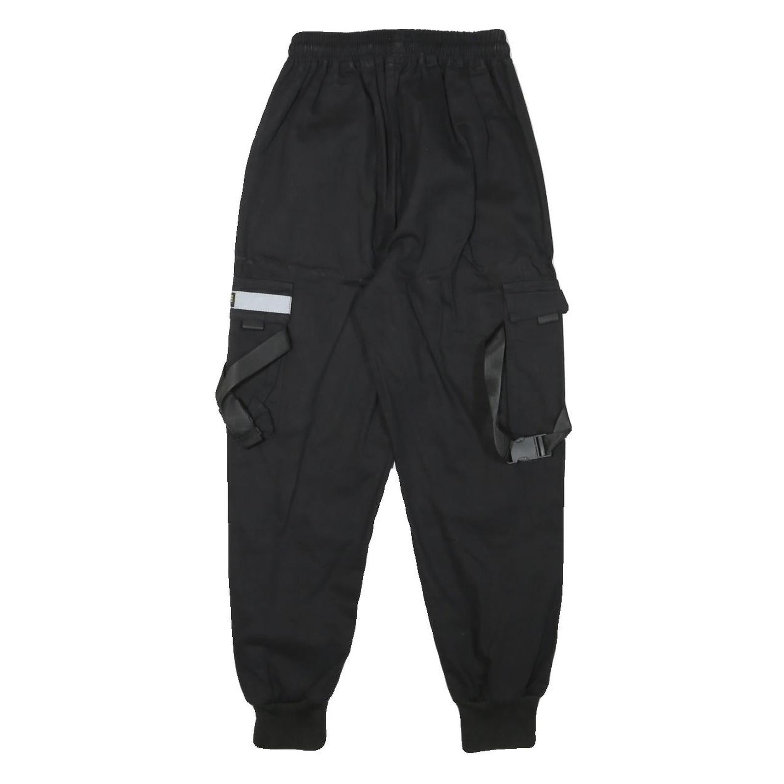 INFAS Womens Black Relaxed Cargo Trousers XXS Cotton Blend Reflective Patch