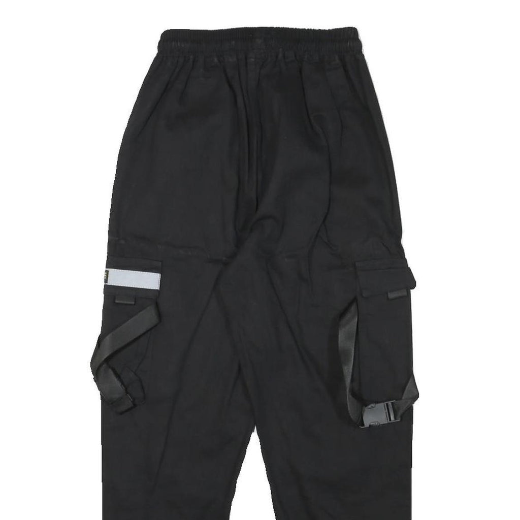 INFAS Womens Black Relaxed Cargo Trousers XXS Cotton Blend Reflective Patch