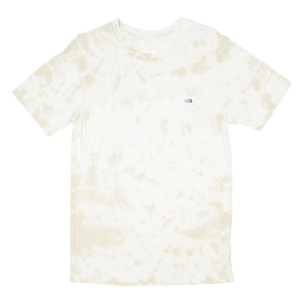 THE NORTH FACE Mens Beige Tie Dye T-Shirt S Short Sleeve Crew Neck Cotton Blend