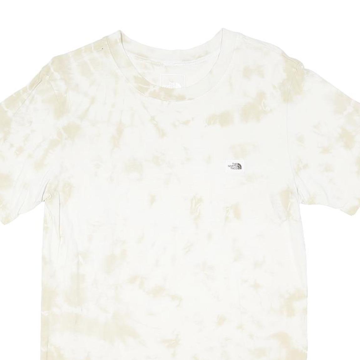 THE NORTH FACE Mens Beige Tie Dye T-Shirt S Short Sleeve Crew Neck Cotton Blend