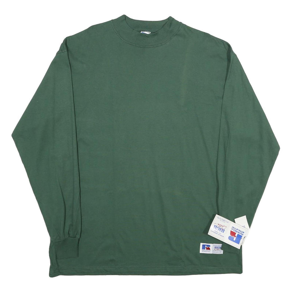 RUSSELL ATHLETIC Mens Green Long Sleeve Crew Neck T-Shirt L Cotton Casual