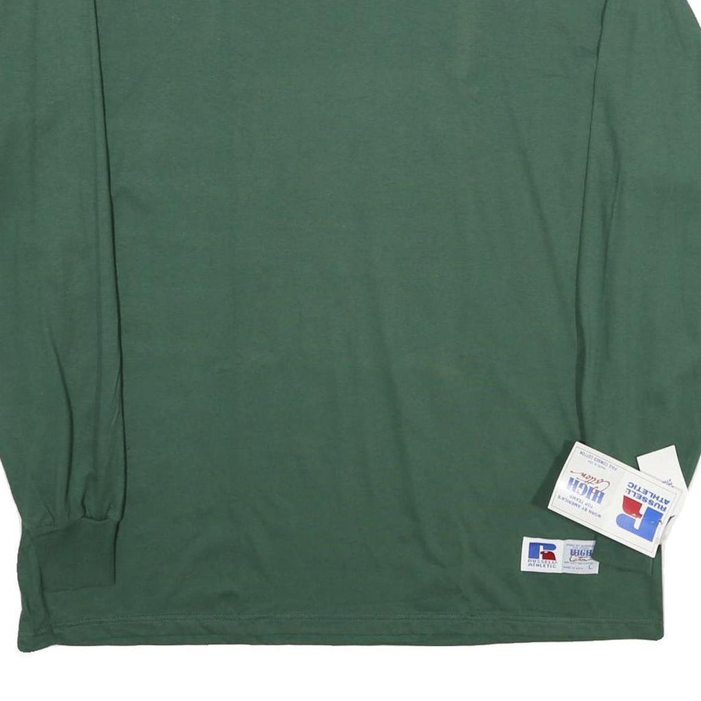 RUSSELL ATHLETIC Mens Green Long Sleeve Crew Neck T-Shirt L Cotton Casual
