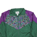 SUNTERRA Womens Green & Purple Nylon Zip Jacket XL Printed Pattern Retro Style