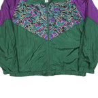 SUNTERRA Womens Green & Purple Nylon Zip Jacket XL Printed Pattern Retro Style