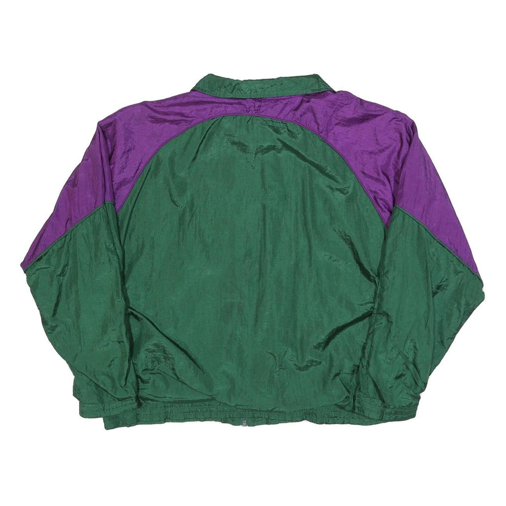 SUNTERRA Womens Green & Purple Nylon Zip Jacket XL Printed Pattern Retro Style