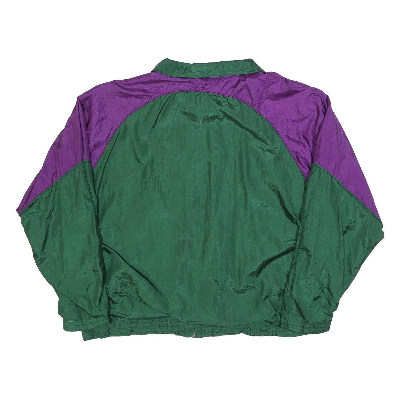 SUNTERRA Womens Green & Purple Nylon Zip Jacket XL Printed Pattern Retro Style