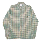 BLUE MAN COMPANY Mens Green & Cream Check Shirt L Cotton Casual Long Sleeve
