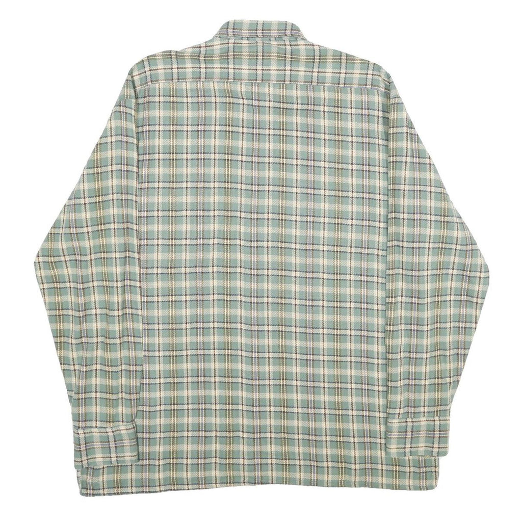 BLUE MAN COMPANY Mens Green & Cream Check Shirt L Cotton Casual Long Sleeve