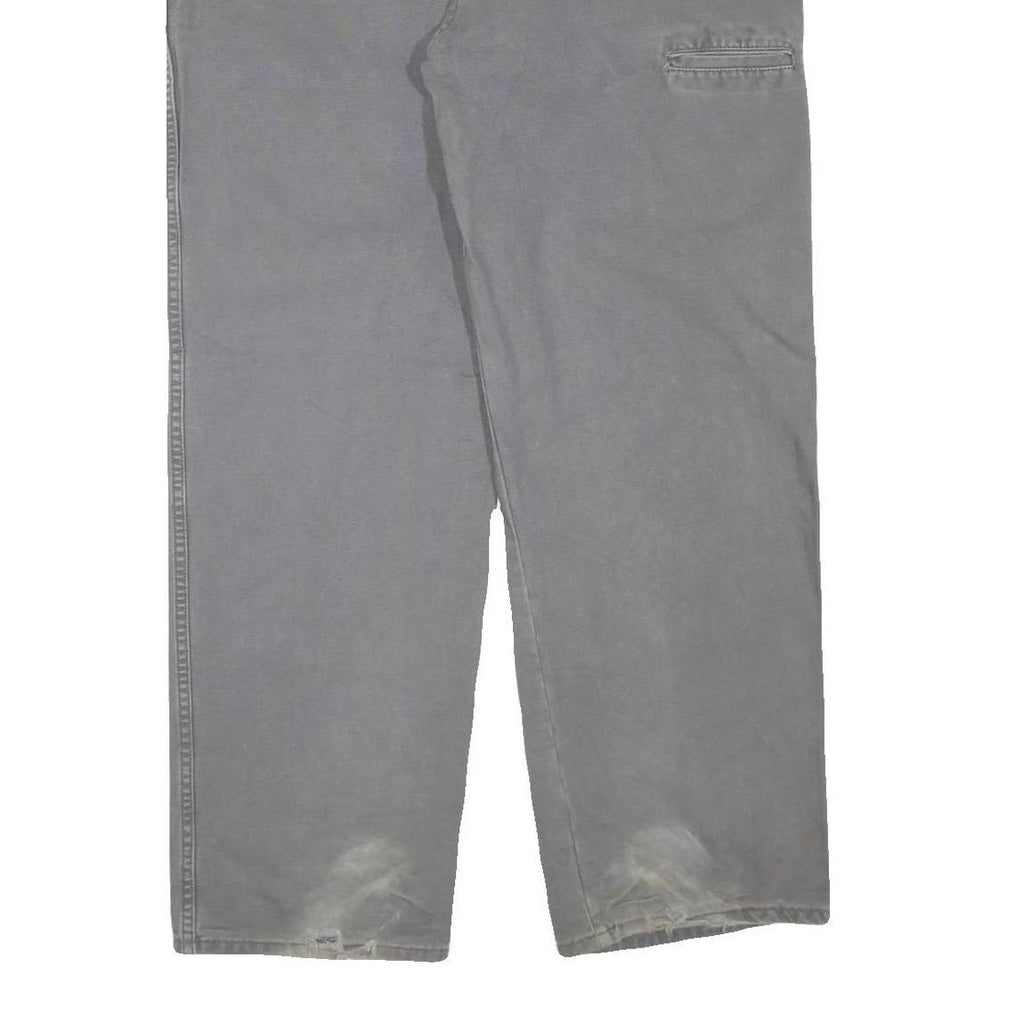 DICKIES Mens Cotton Blend Grey Regular Straight Trousers W38 L32 Workwear