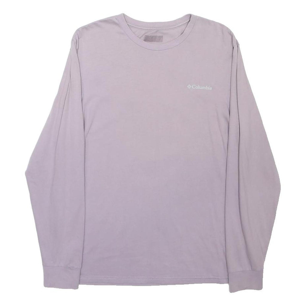 COLUMBIA Mens Lilac Long Sleeve Crew Neck Graphic T-Shirt M Cotton Blend