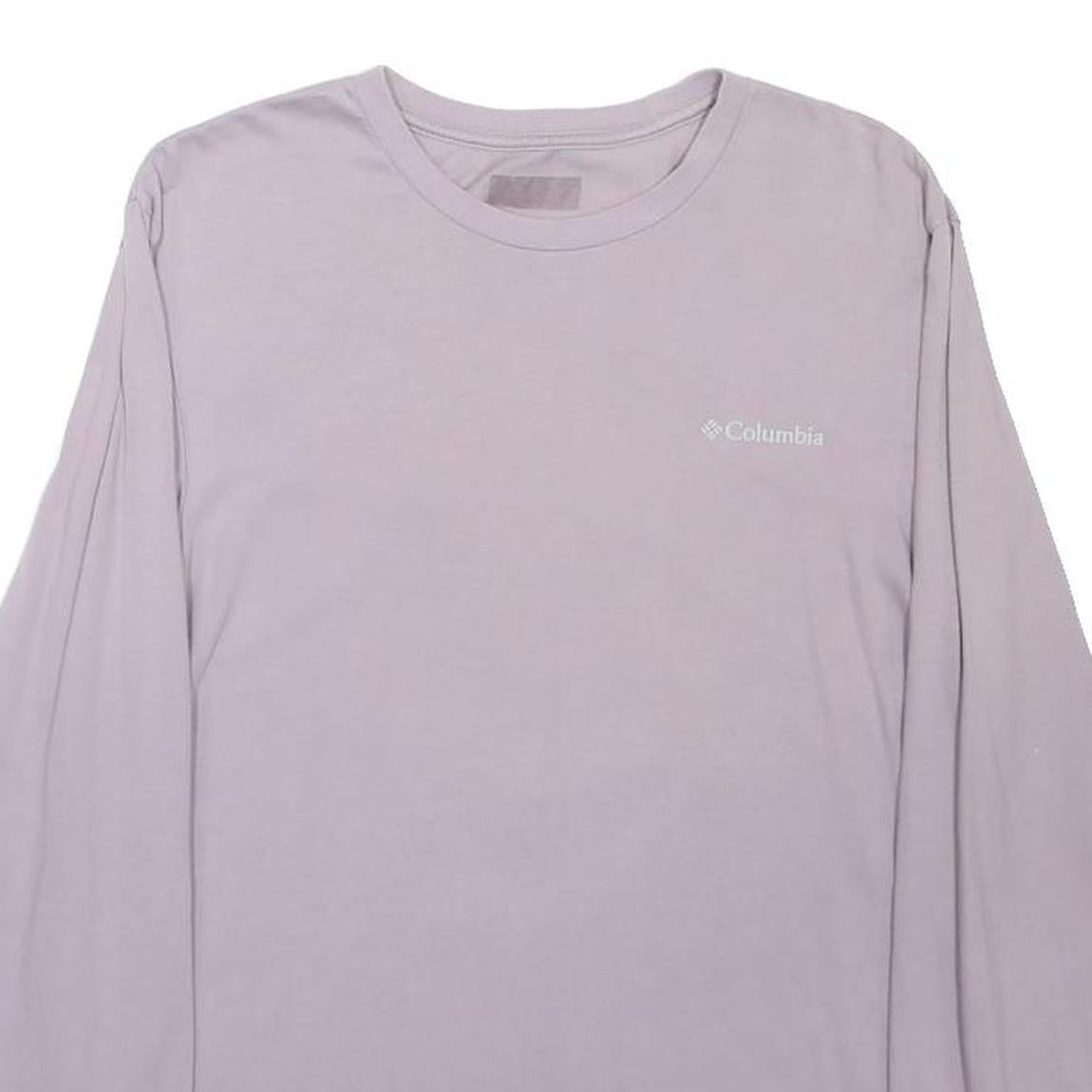 COLUMBIA Mens Lilac Long Sleeve Crew Neck Graphic T-Shirt M Cotton Blend