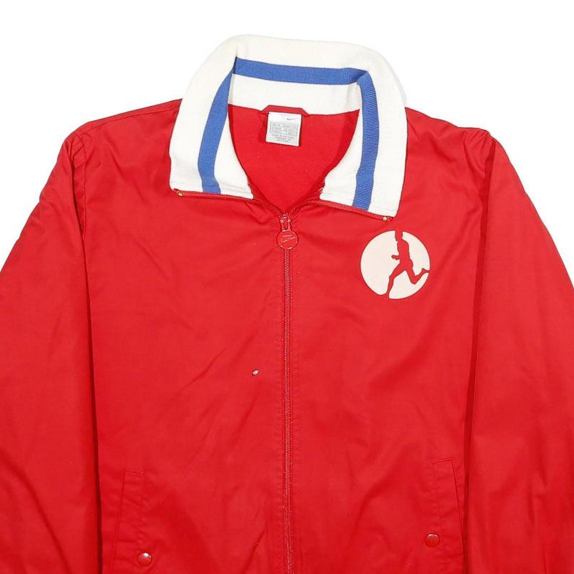 NIKE Mens Red White Blue Track Jacket M Polyester Zip Collar Casual Sportswear