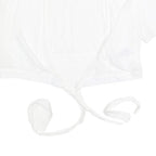 CALVIN KLEIN Womens White Tie Front Cropped Top Short Sleeve Crew Neck L