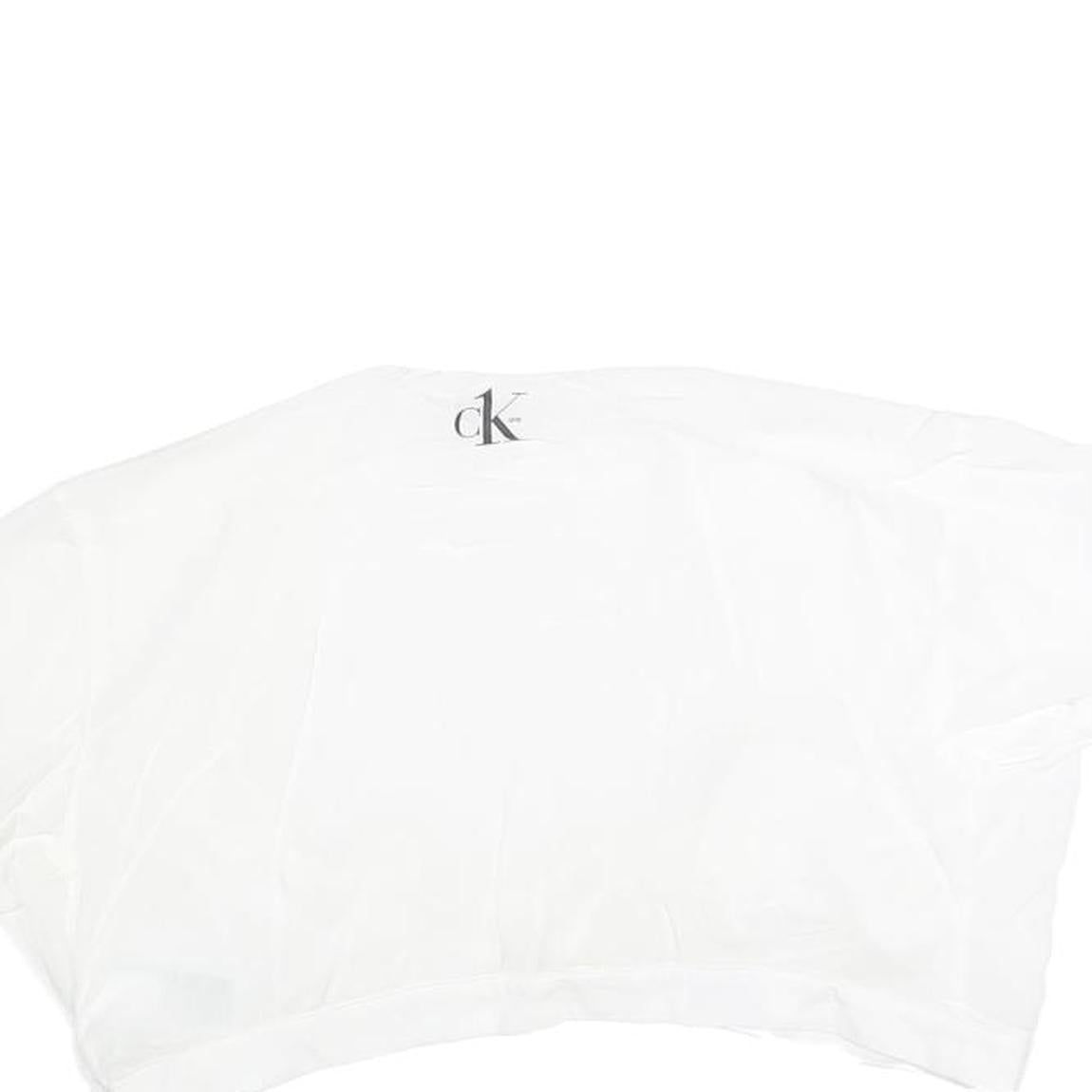 CALVIN KLEIN Womens White Tie Front Cropped Top Short Sleeve Crew Neck L