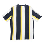 KARL KANI Mens Navy White & Yellow Stripe Graphic T-Shirt S Short Sleeve Crew