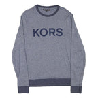 MICHAEL KORS Mens Blue Plain Cotton Blend Crew Neck Basic Knit Jumper M