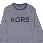 MICHAEL KORS Mens Blue Plain Cotton Blend Crew Neck Basic Knit Jumper M