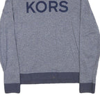 MICHAEL KORS Mens Blue Plain Cotton Blend Crew Neck Basic Knit Jumper M