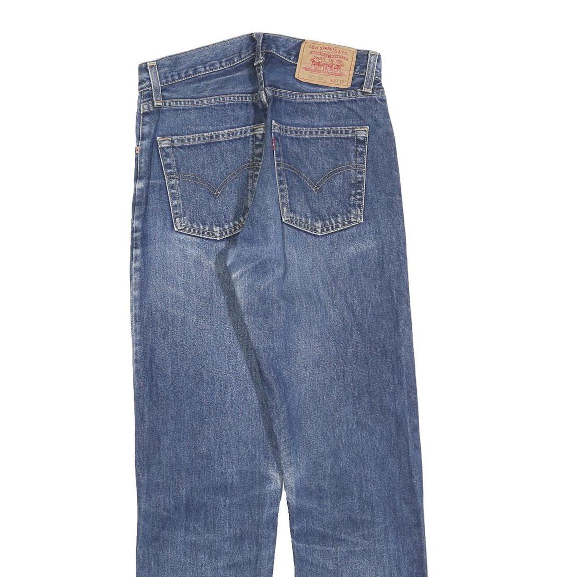 LEVI'S 521 02 Mens Jeans Blue Regular Straight Denim Medium W30 L32 Classic Zip