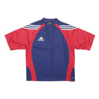ADIDAS Mens Blue & Red Modern T-Shirt XL Short Sleeve V-Neck Sports Casual