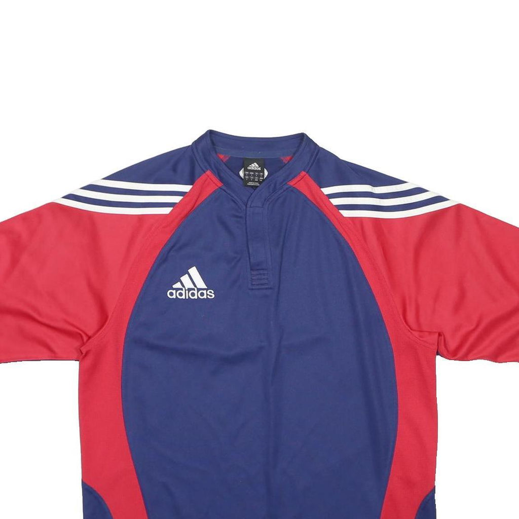 ADIDAS Mens Blue & Red Modern T-Shirt XL Short Sleeve V-Neck Sports Casual