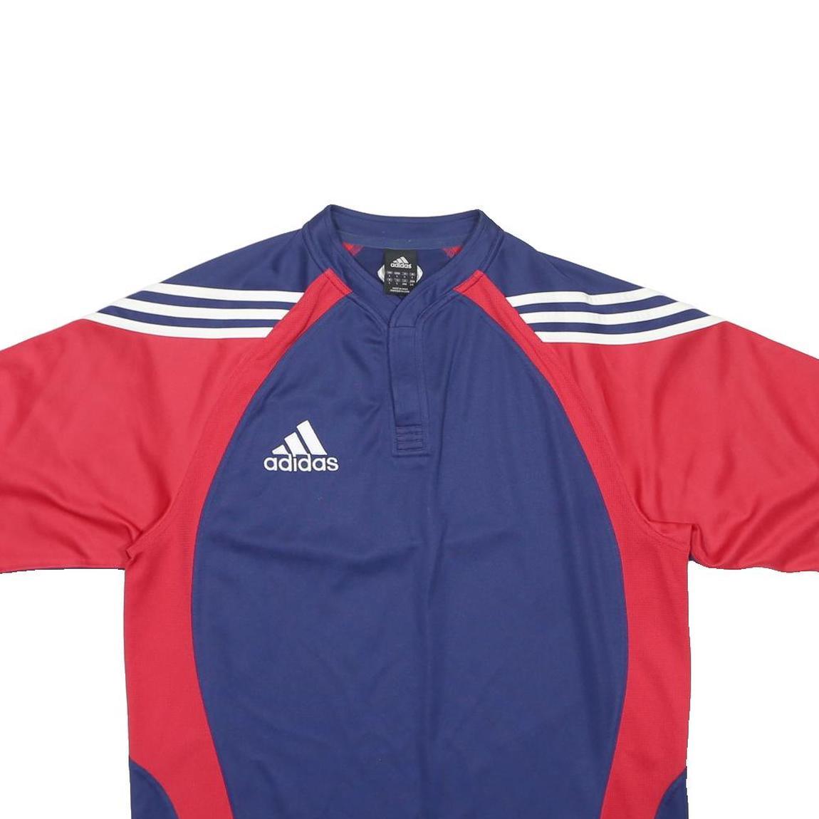 ADIDAS Mens Blue & Red Modern T-Shirt XL Short Sleeve V-Neck Sports Casual