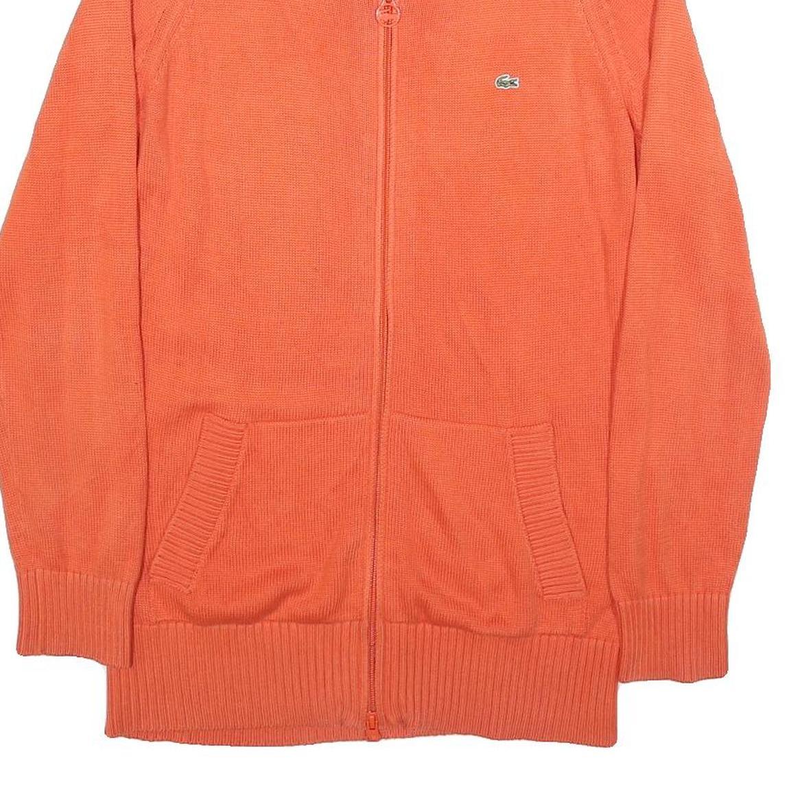 LACOSTE Mens Orange Pullover Plain Crew Neck Basic Knit S Zip Jumper Cotton