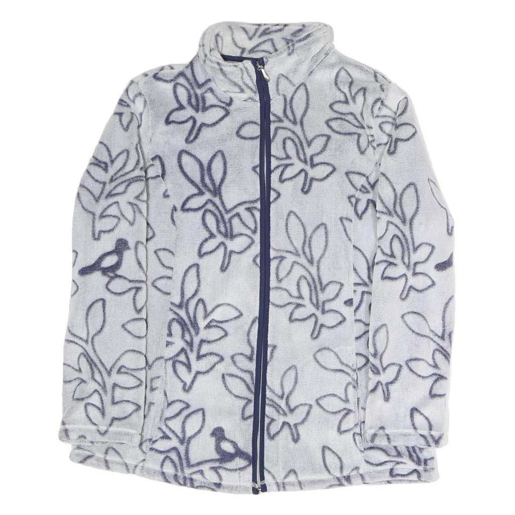 JULIENNA COLLECTION Womens Grey & Navy Print Zip Jacket L Polyester Blend Soft