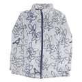 JULIENNA COLLECTION Womens Grey & Navy Print Zip Jacket L Polyester Blend Soft