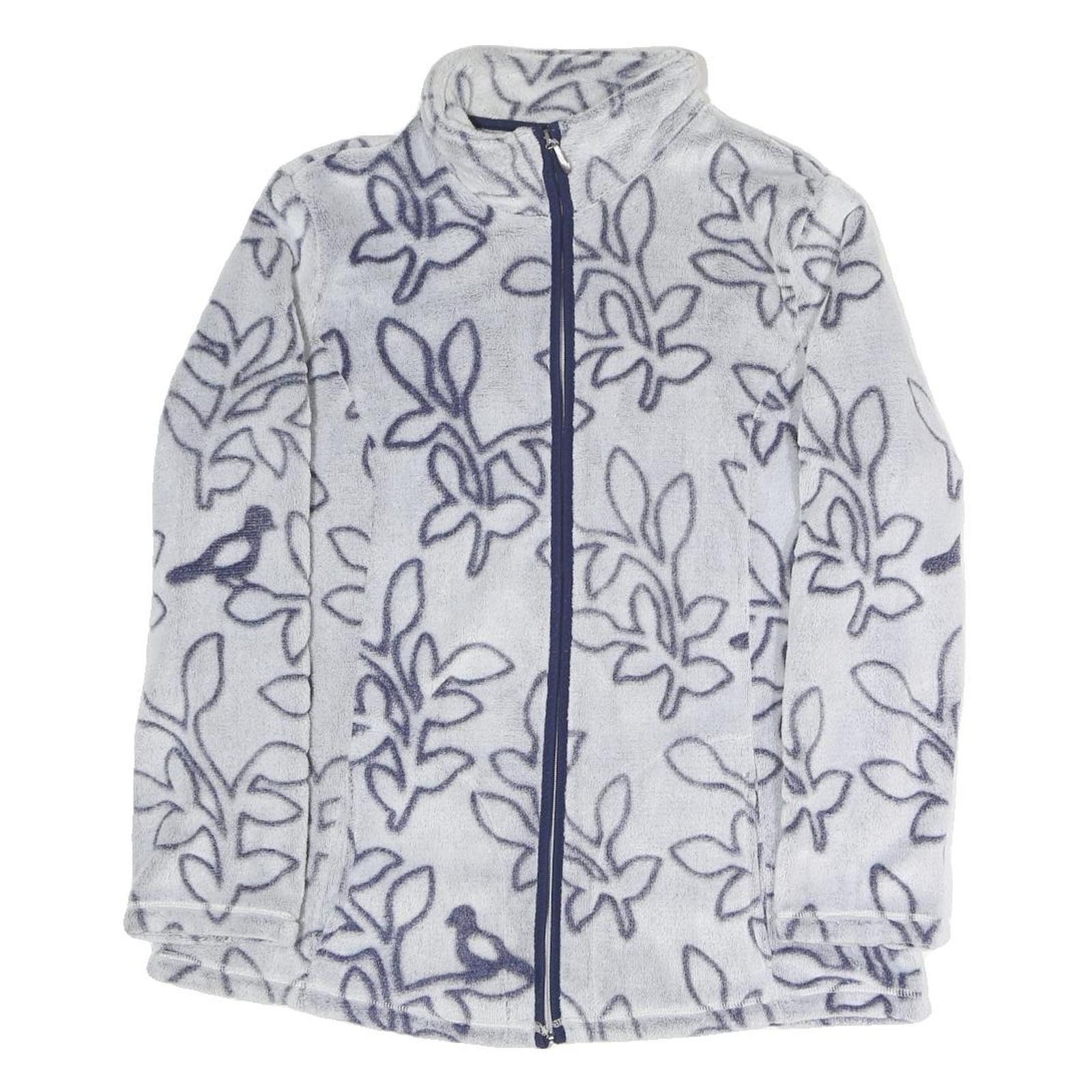 JULIENNA COLLECTION Womens Grey & Navy Print Zip Jacket L Polyester Blend Soft