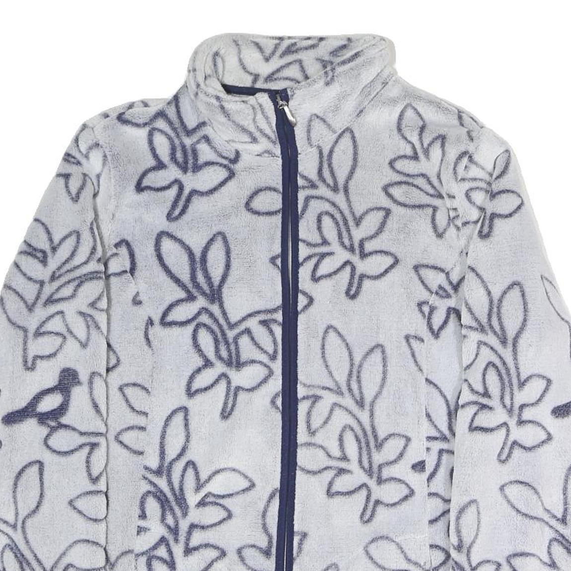 JULIENNA COLLECTION Womens Grey & Navy Print Zip Jacket L Polyester Blend Soft