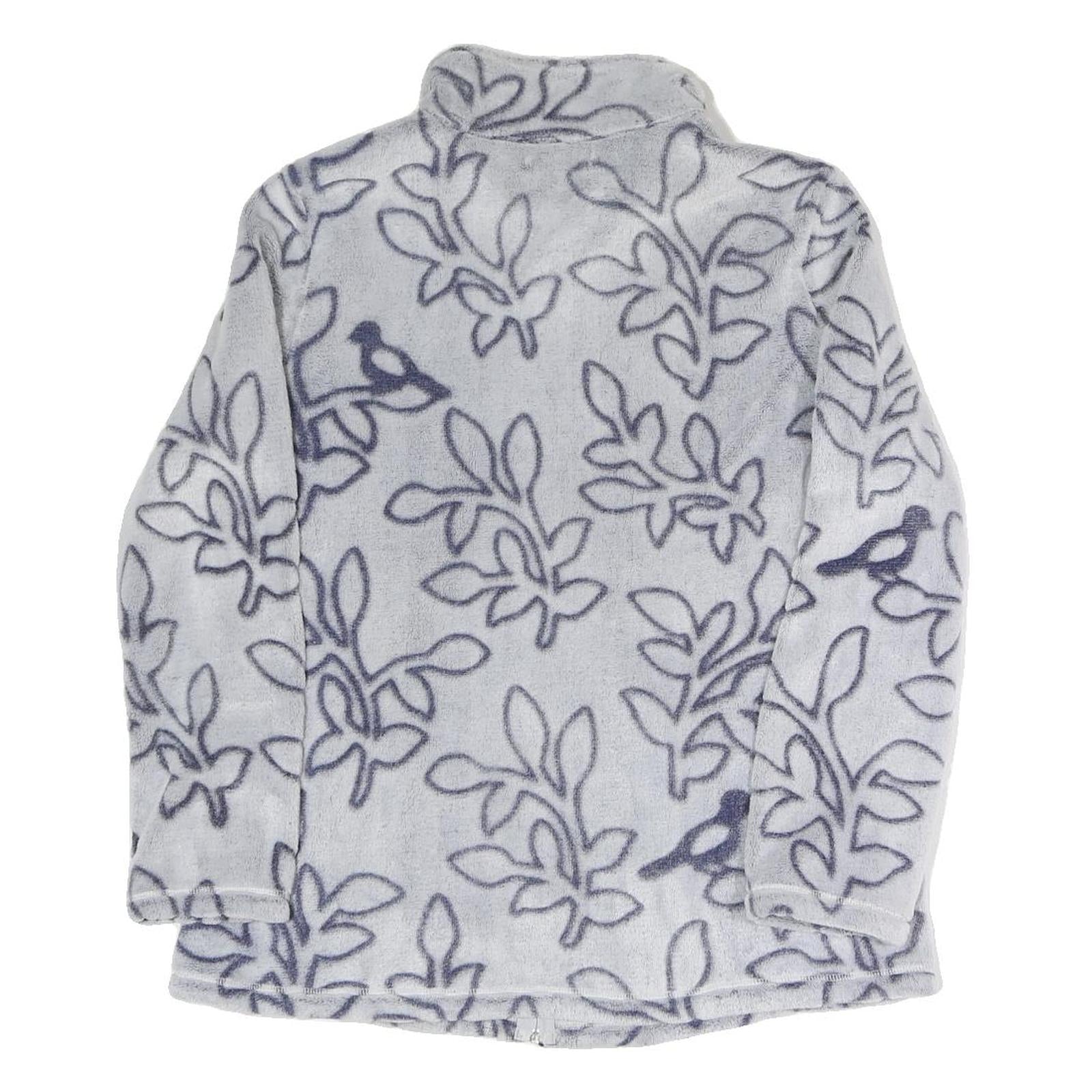 JULIENNA COLLECTION Womens Grey & Navy Print Zip Jacket L Polyester Blend Soft