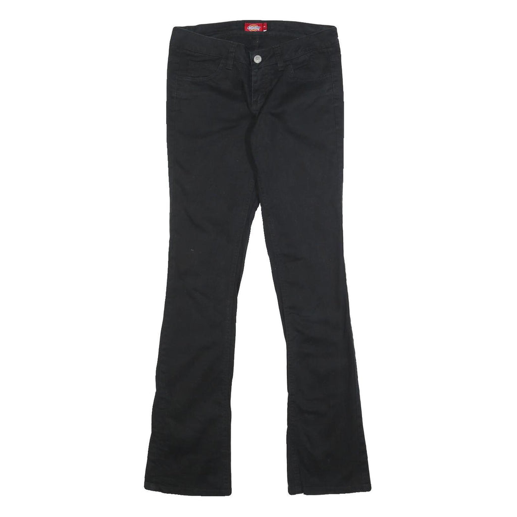 DICKIES Womens Cotton Blend Black Slim Flared Trousers W27 L31 Stylish Fit