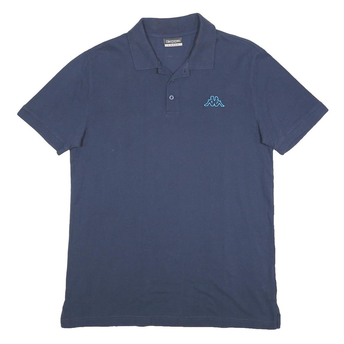 KAPPA Mens Blue Polo Shirt L Cotton Short Sleeve Classic Logo