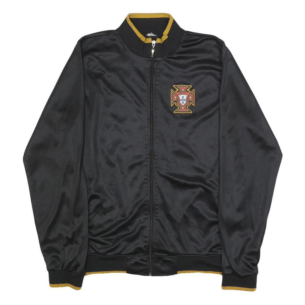 Mens Black Portugal Outdoor Synthetic Woven Zip Jacket XL Plain Casual