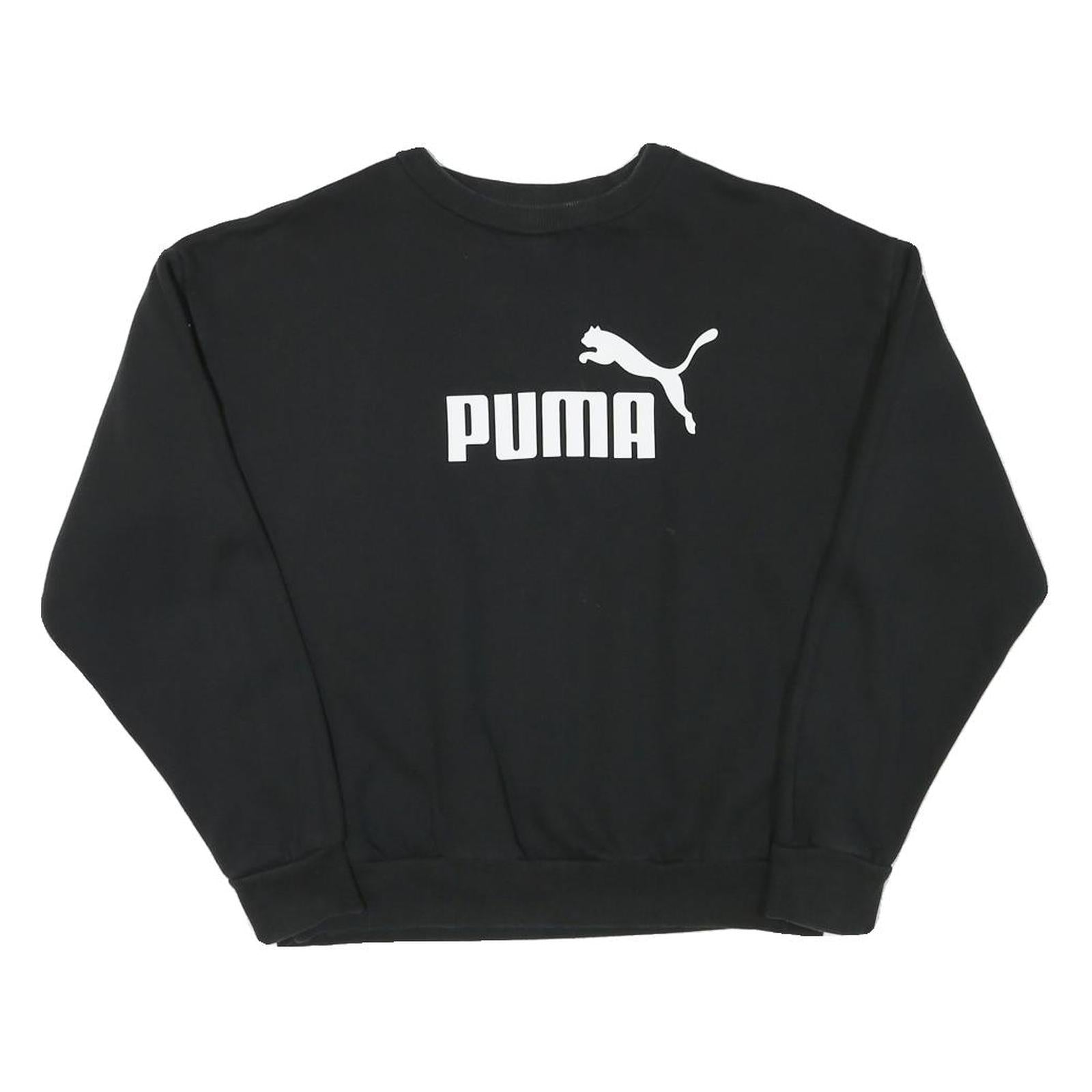 PUMA Mens Black Cotton Blend Crew Neck M Sweatshirt Logo Pullover Casual