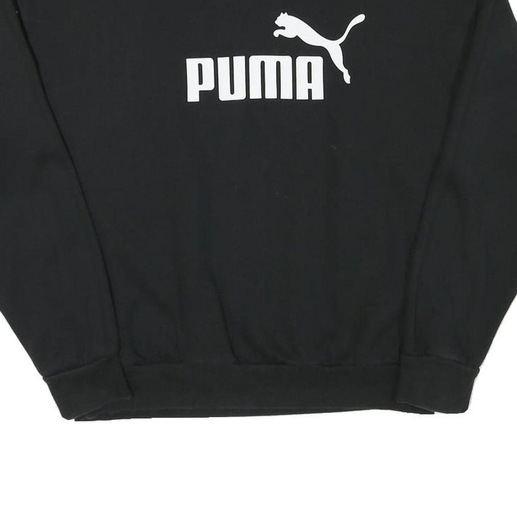 PUMA Mens Black Cotton Blend Crew Neck M Sweatshirt Logo Pullover Casual