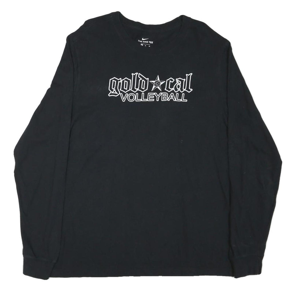 NIKE Mens Black Gold Cal Volleyball Long Sleeve Crew Neck T-Shirt XL Cotton