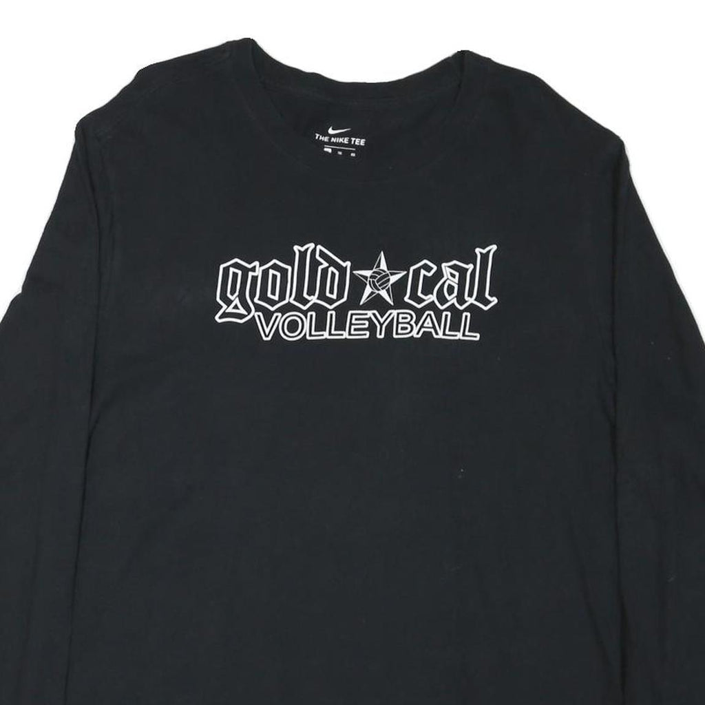 NIKE Mens Black Gold Cal Volleyball Long Sleeve Crew Neck T-Shirt XL Cotton