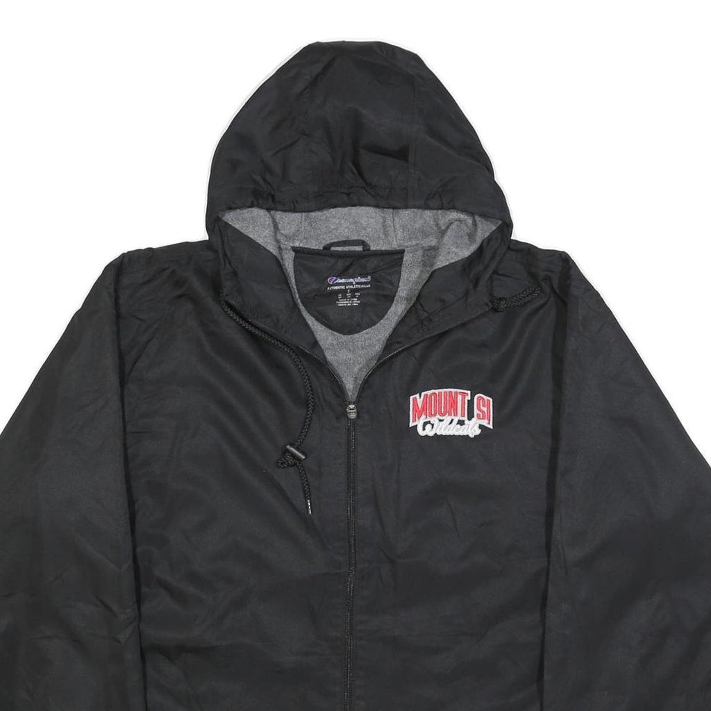 CHAMPION Mens Black Hooded Zip Jacket S Polyester Blend Plain Lightweight